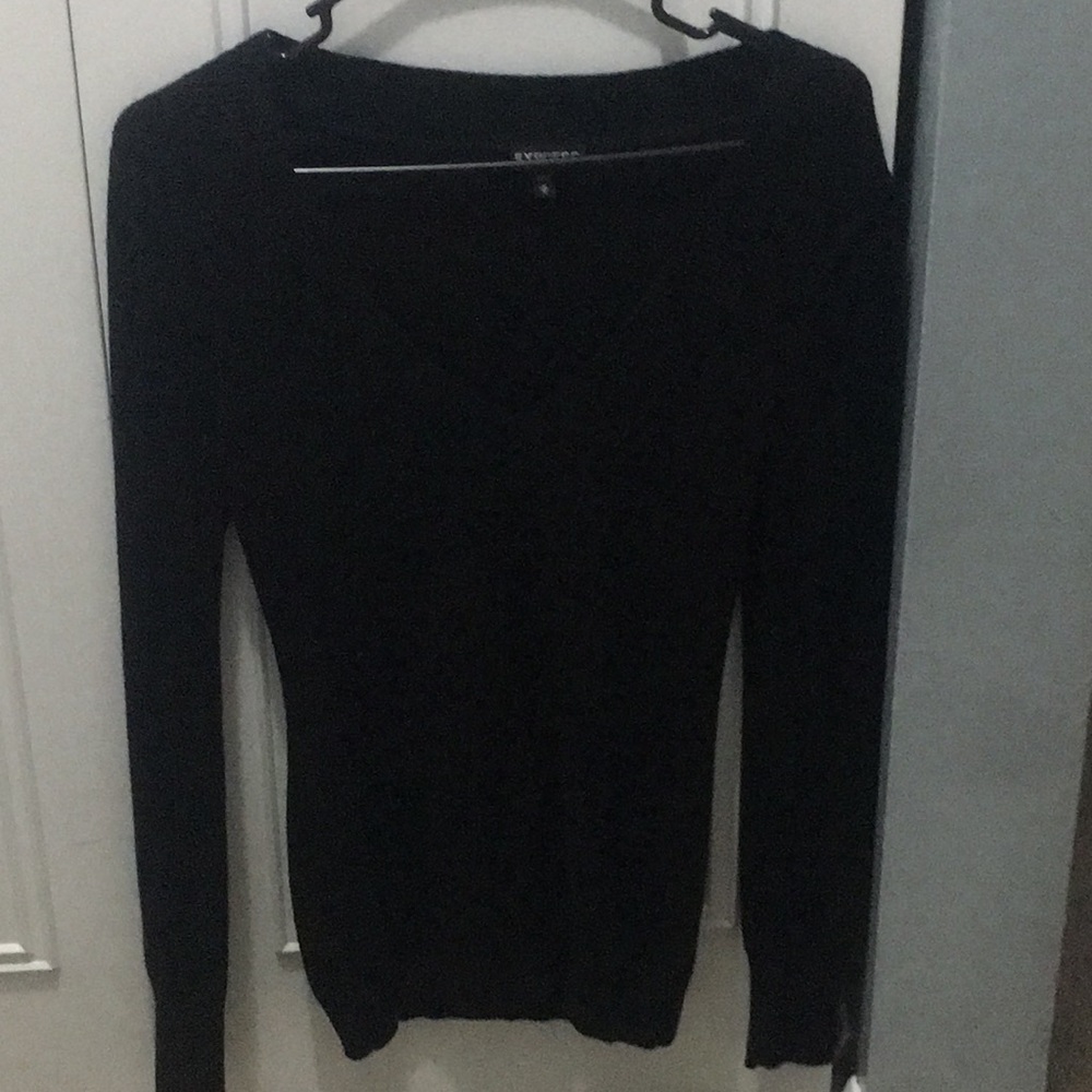 Deep Vneck Sweater Express Medium Black